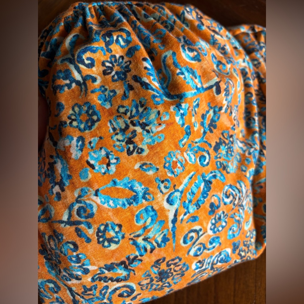 Peruvian Connection Amalfi Cotton Floral Maxi Dress Mandarin Orange Blue Small - Picture 8 of 13